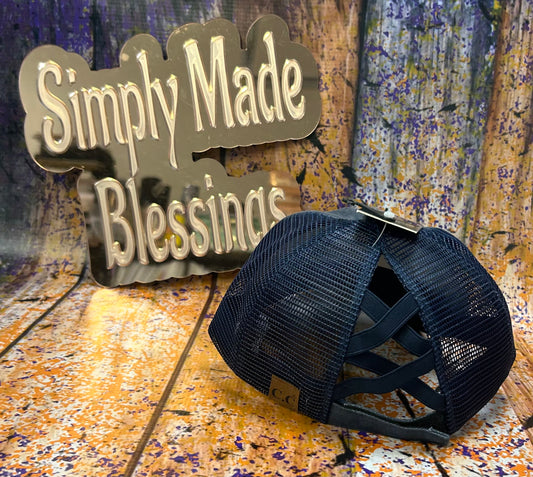 Lake Life Navy Ponytail Hat