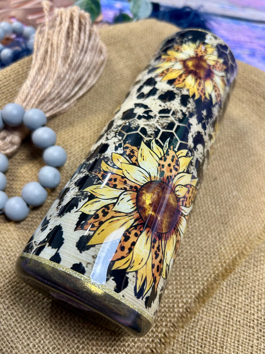 20oz Sunflower Leopard Epoxy Tumbler