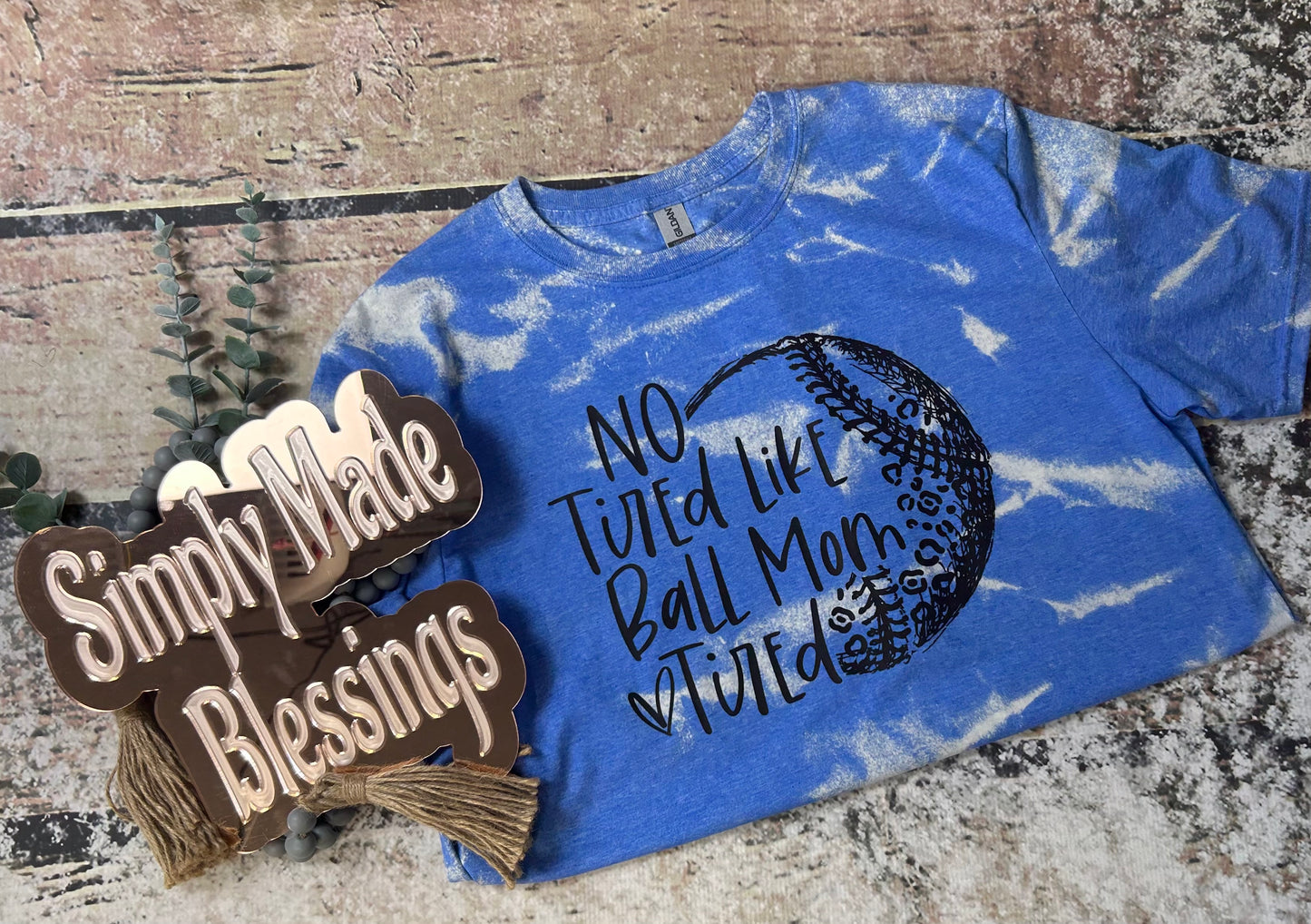 Ball Mom Tired Bleached Tee - Large