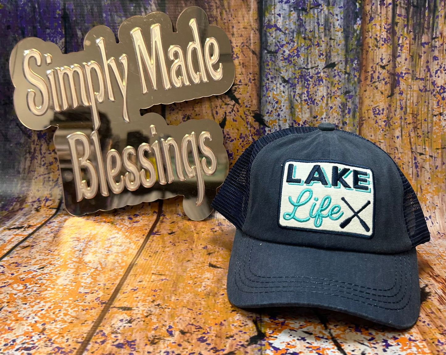 Lake Life Navy Ponytail Hat