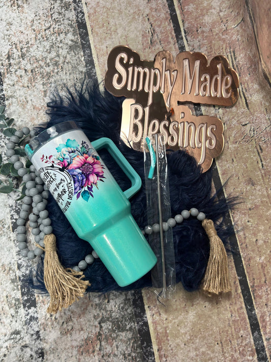 Perfectly Imperfect 40oz Ombré Mint Handled Tumbler