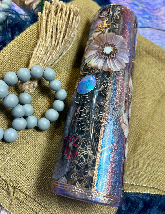 32oz Tipsy Multi Media Floral & Gears Epoxy Tumbler