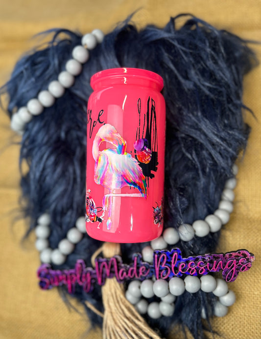16oz Fierce Flamingo Acrylic Tumbler