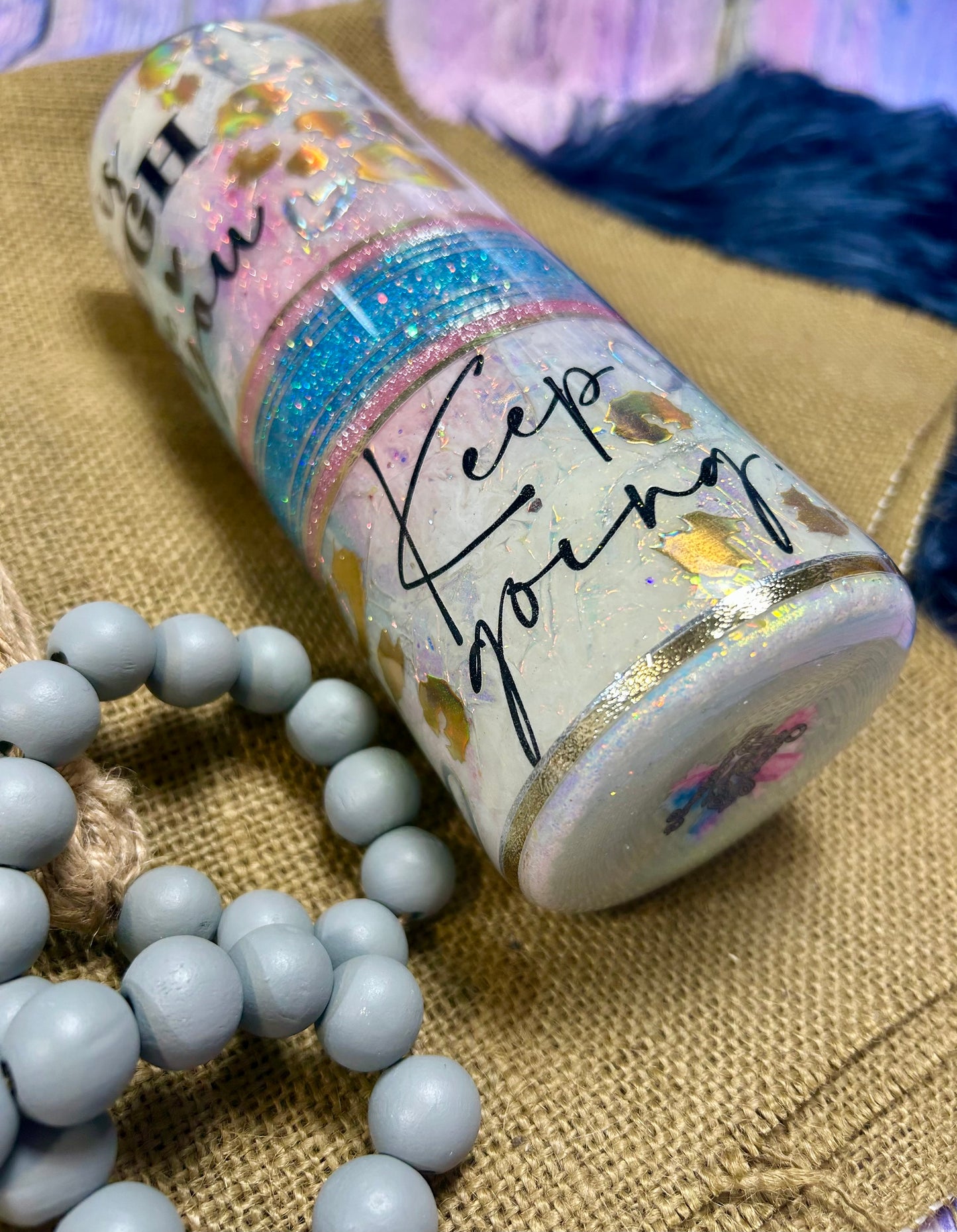 20oz Life is Tough Opal Epoxy Tumbler