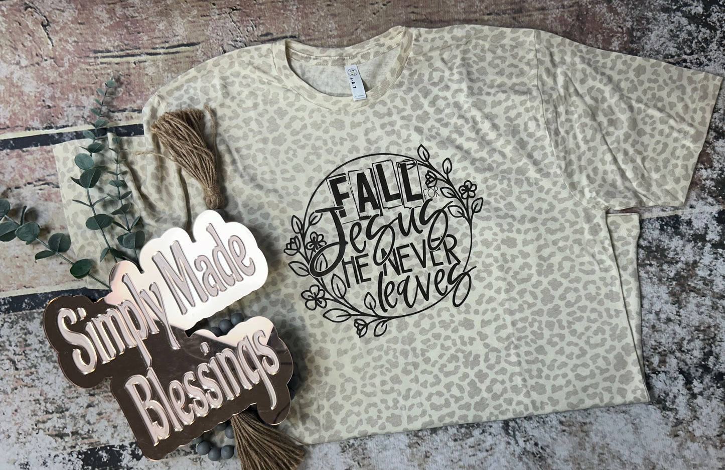 Fall for Jesus Leopard Tee - Large
