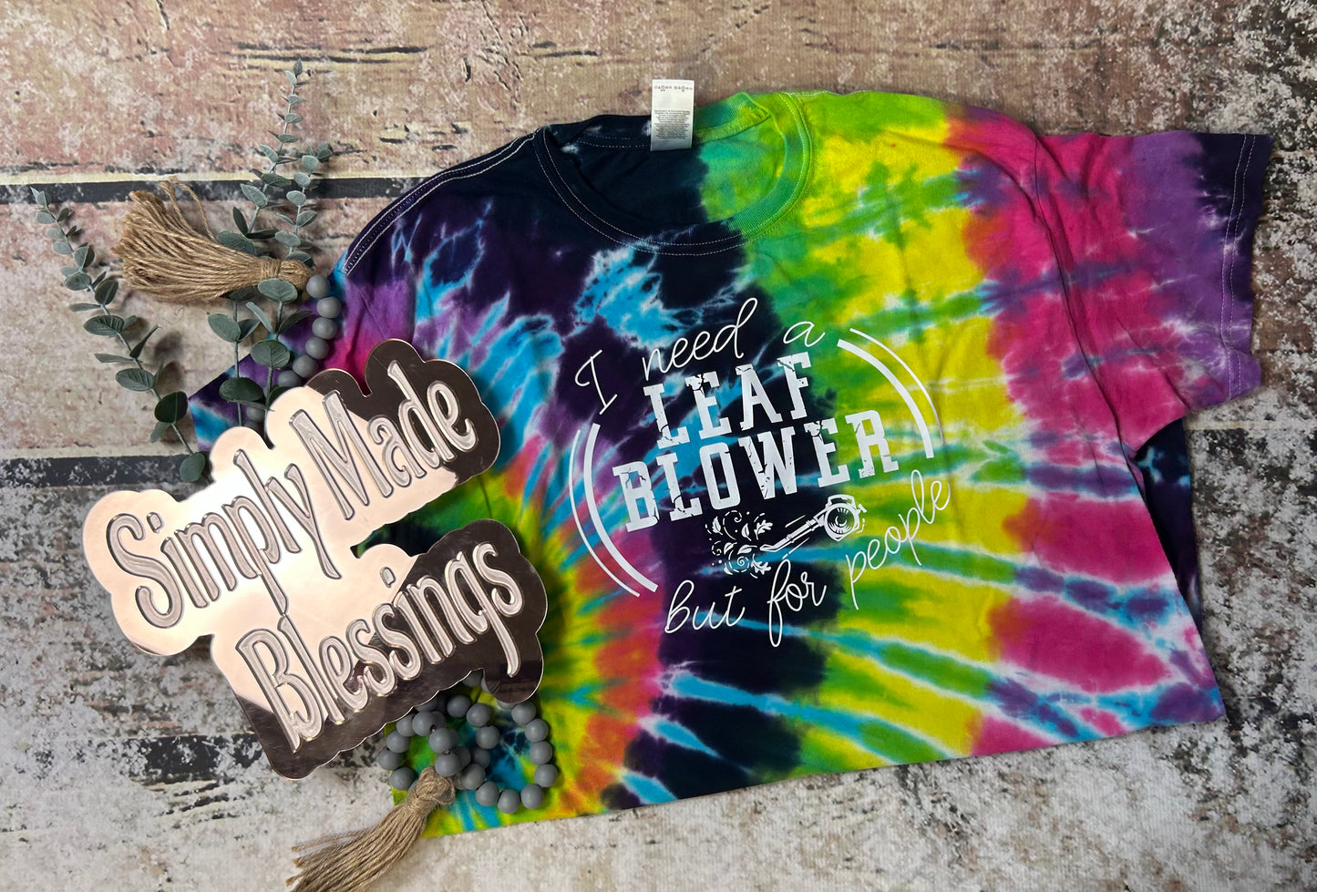 Leaf Blower for People Tie Dye Tee - Large