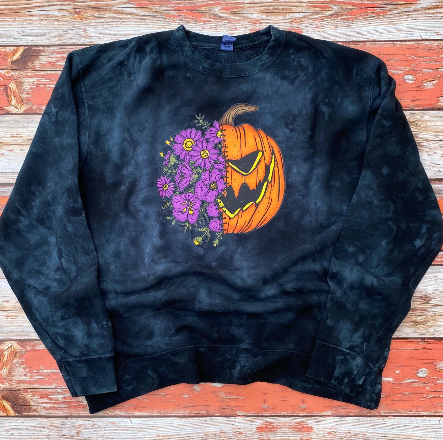 Jack o Lantern Floral Tie Dye Sweatshirt