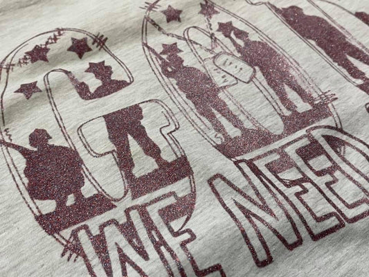 God We Need You Metallic Design