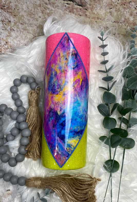 20oz Pink/Yellow/Blue Marble Boujee Hourglass Tumbler