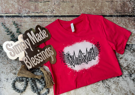 Faux Bleach Spot Mama Wings Tee - Small