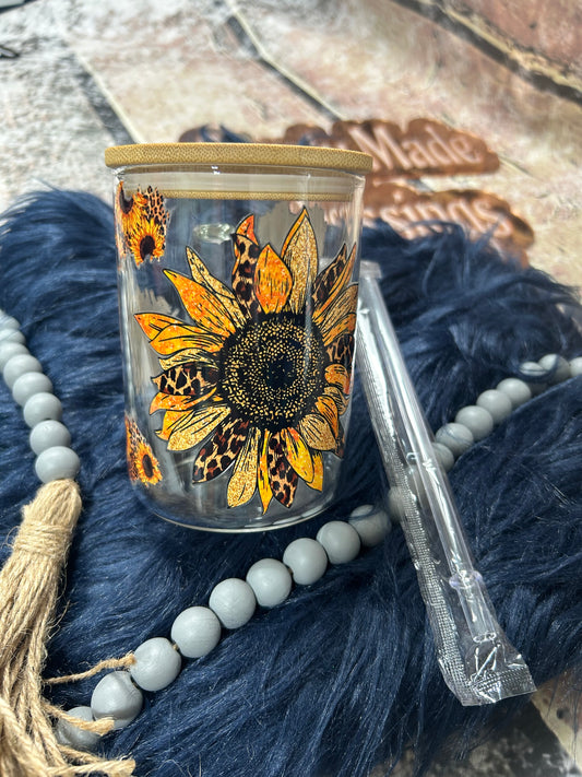 Sunflower 17oz Clear Glass Mug