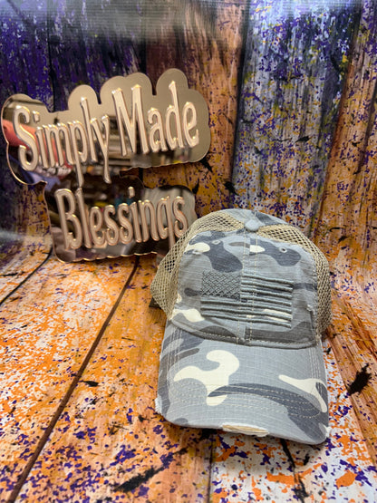Gray Camo Flag Hat