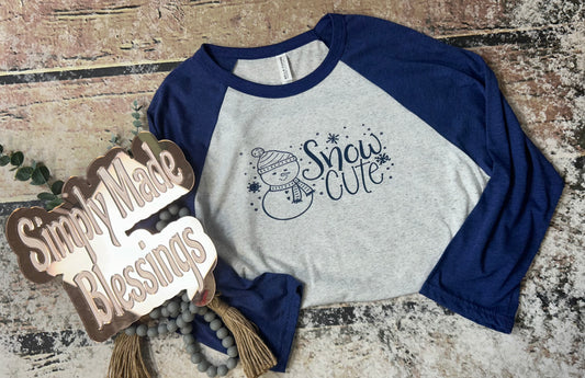 Snow Cute Baseball Tee - Large