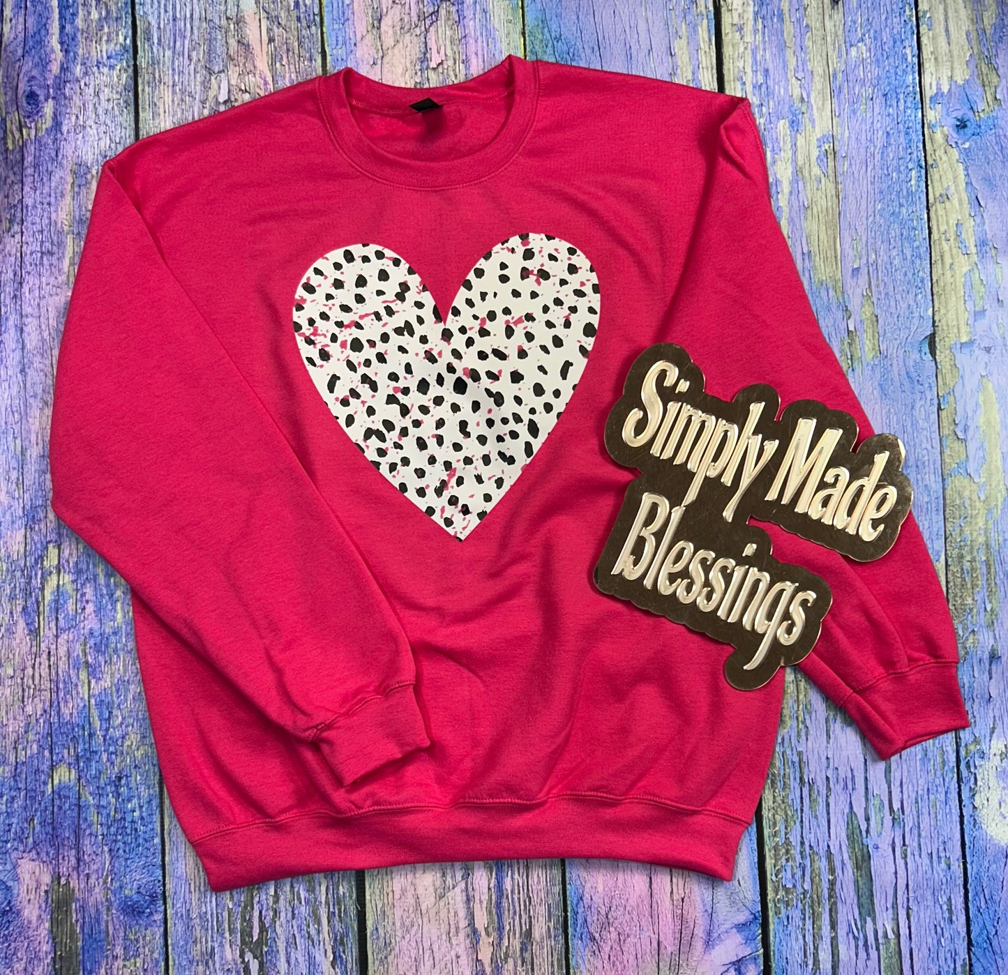 Dalmatian Print Heart Crewneck Sweatshirt