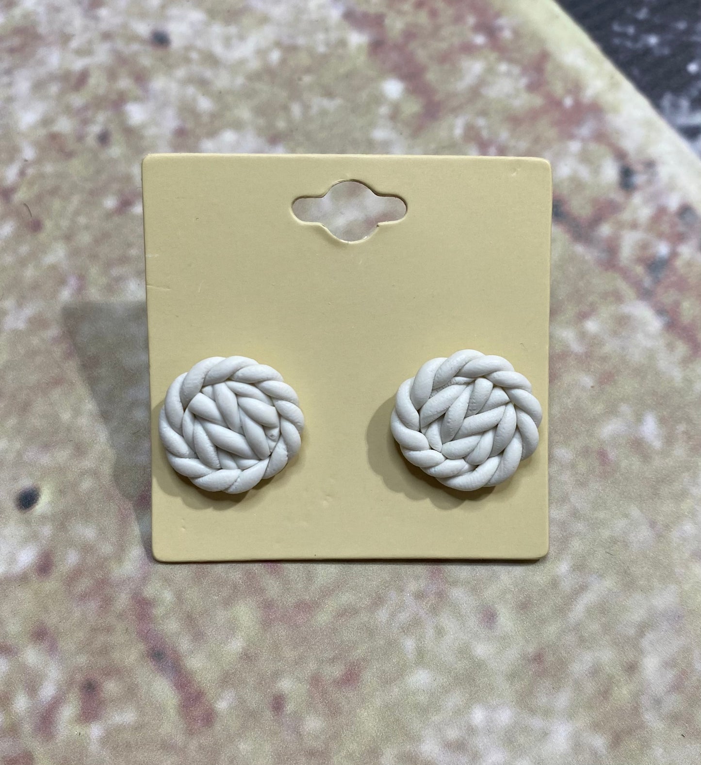 Basket Weave Stud Polymer Clay Earring