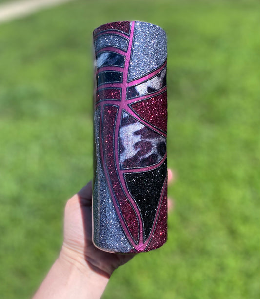 20oz Maroon/Leopard Shattered Glass Style Tumbler
